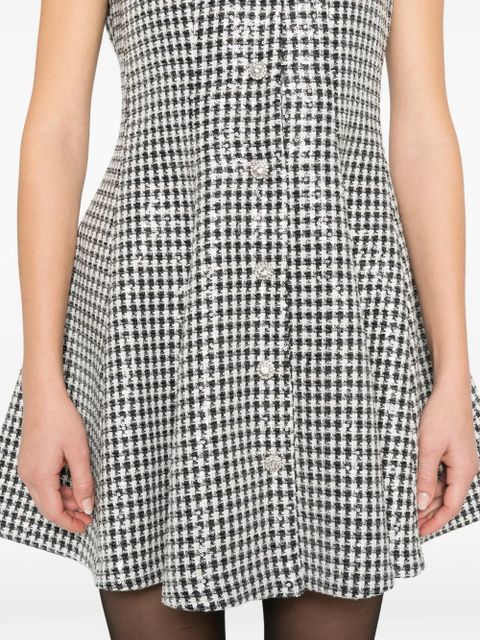 SANDRO sequin-embellished houndstooth dress - Black