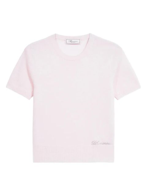 Blumarine logo-embroidered round-neck T-shirt - Pink - zdjęcie produktu nr 1