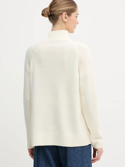 United Colors of Benetton sweter z dodatkiem wełny damski kolor beżowy z półgolfem 191VD204A