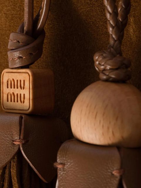 Miu Miu tassel-detail suede tote bag - Brown