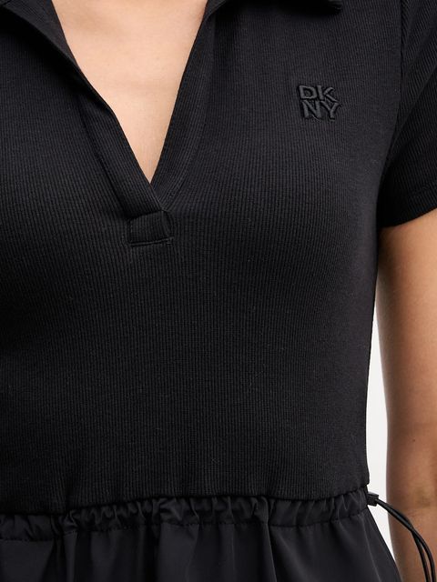 Dkny sukienka kolor czarny midi rozkloszowana DJ5D9139