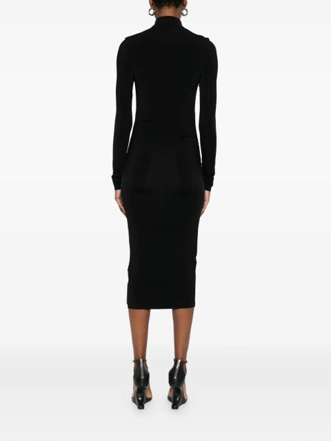Off-White Off Stamp high-neck ruched dress - Black