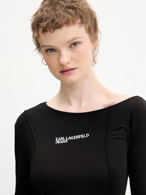 Karl Lagerfeld Jeans sukienka kolor czarny midi dopasowana B1W13045