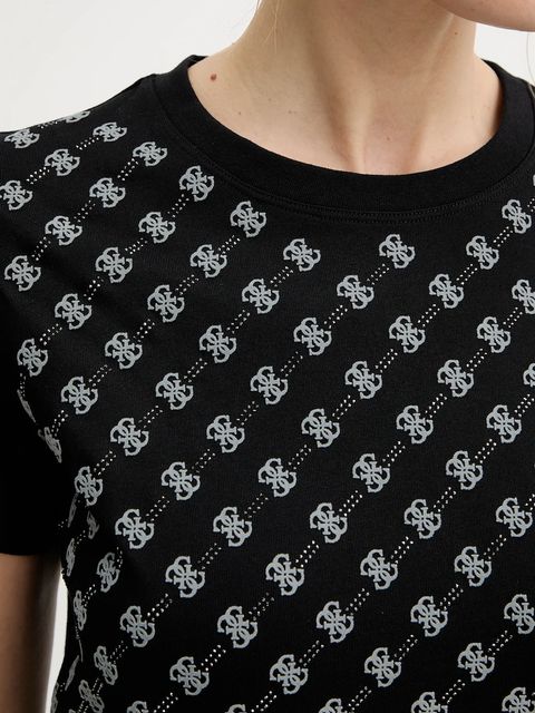 Guess t-shirt bawełniany damski kolor czarny W5BI21 I3Z14