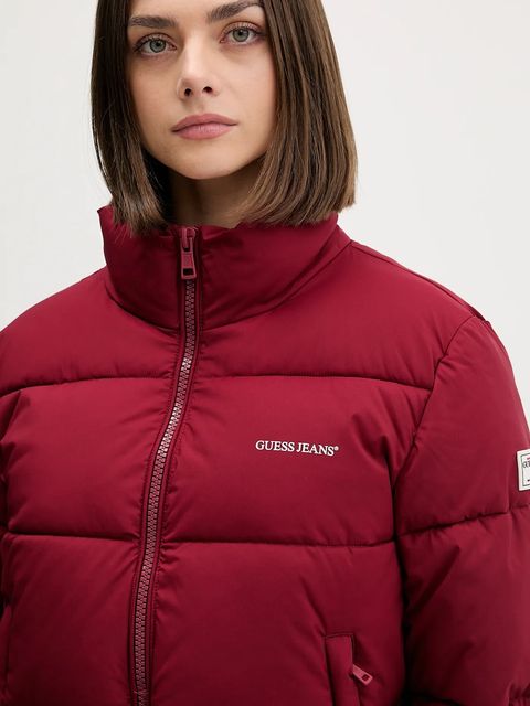 Guess Jeans kurtka damska kolor bordowy zimowa W4BL20 WGII2