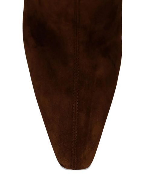 Saint Laurent 85mm logo-plaque heeled boots - Brown - zdjęcie produktu nr 2