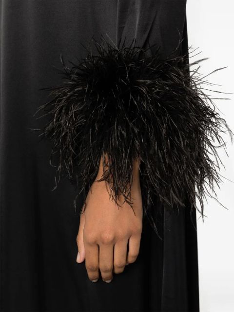 Sleeper Suzi feather-cuffs maxi dress - Black