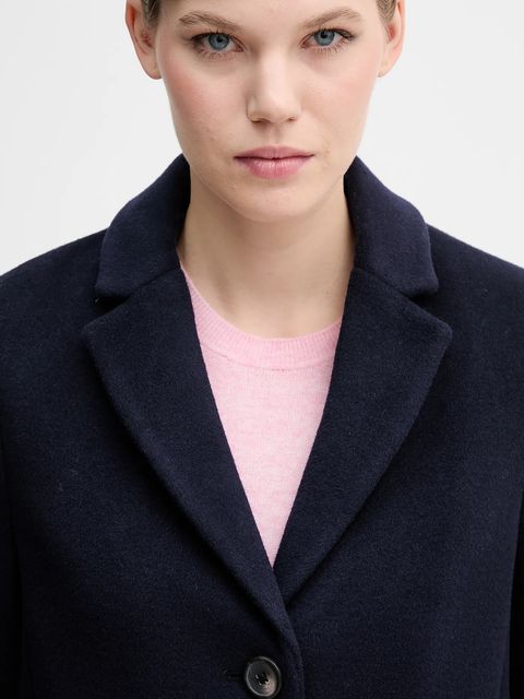 United Colors of Benetton płaszcz z dodatkiem wełny kolor granatowy 2V0PDN062