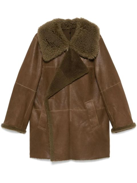 LEMAIRE asymmetric shearling coat - Brown - zdjęcie produktu nr 1