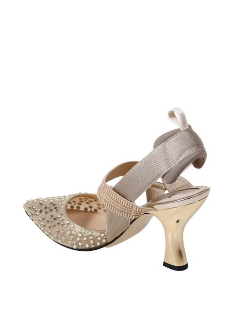 FENDI Colibrì crystal-embellished heeled pumps - Neutrals