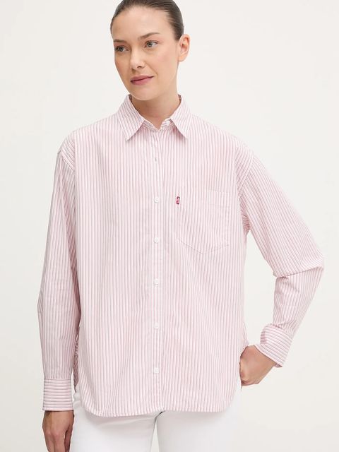 Levi's koszula bawełniana damska kolor różowy relaxed z kołnierzykiem klasycznym 001HM - zdjęcie produktu nr 1