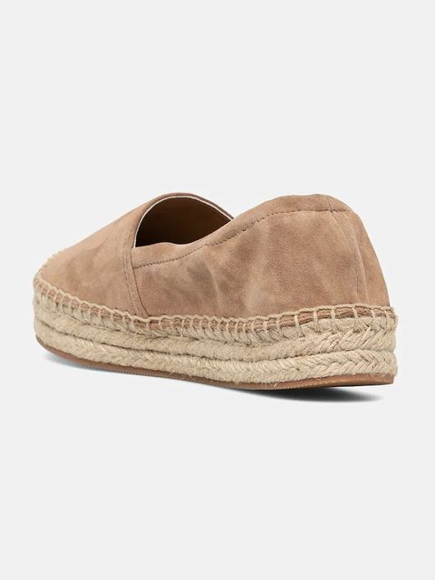 BOSS espadryle zamszowe Madeira kolor brązowy na platformie 50542344