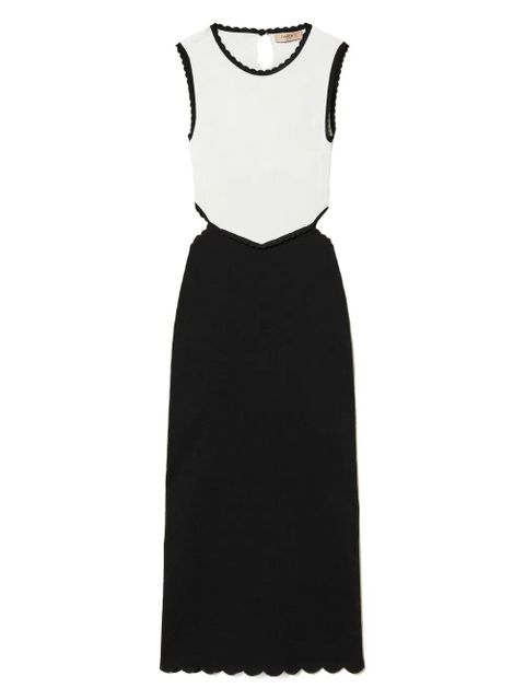 TWINSET scalloped-edge two-tone midi dress - Black - zdjęcie produktu nr 1