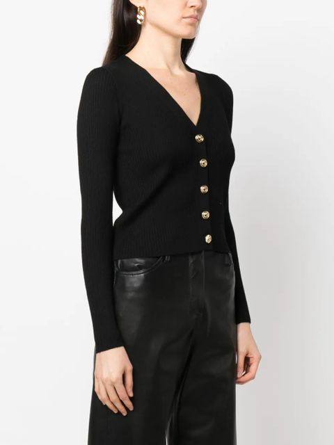 PINKO ribbed-knit V-neck wool cardigan - Black - zdjęcie produktu nr 2
