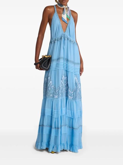 ETRO floral-embroidered silk dress - Blue - zdjęcie produktu nr 2
