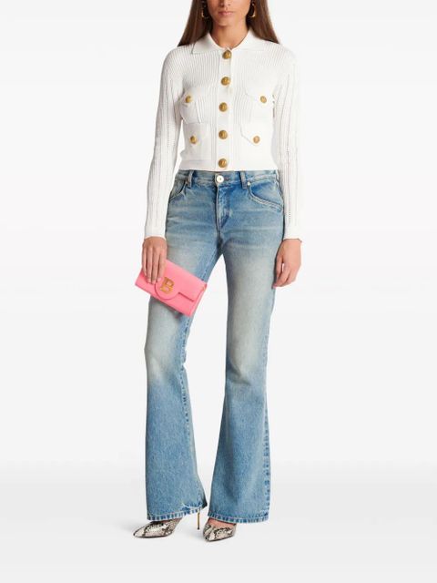 Balmain buttoned ribbed cardigan - White