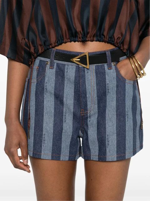 FENDI Pequin striped denim shorts - Blue