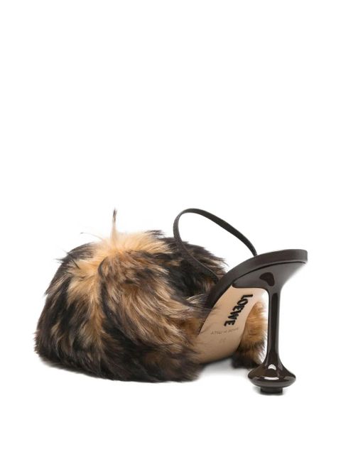 LOEWE 90mm braided-strap fur sandals - Brown - zdjęcie produktu nr 2