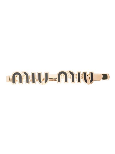 Miu Miu logo-plaque polished hair pin - Gold - zdjęcie produktu nr 1