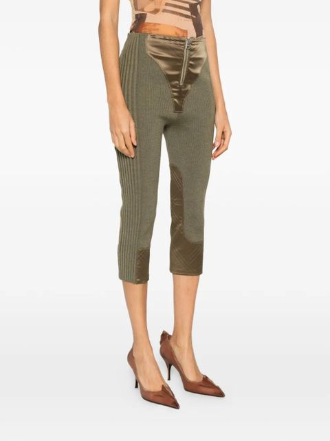 Jean Paul Gaultier zip-fastening panel-detail trousers - Green - zdjęcie produktu nr 2