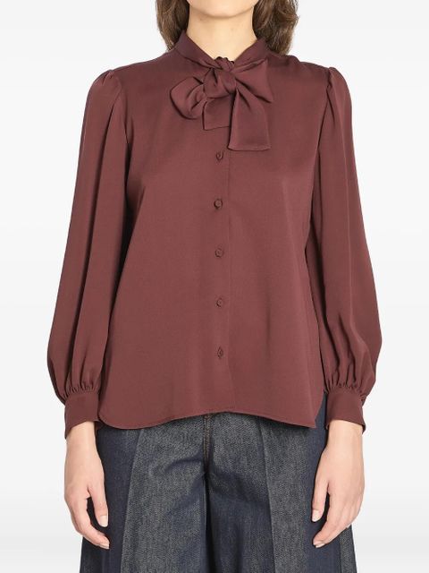 Max Mara puff-sleeve bow blouse - Brown - zdjęcie produktu nr 1