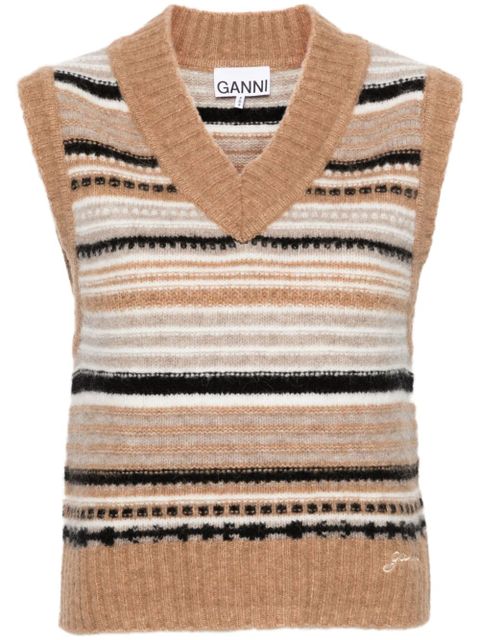 GANNI striped sleeveless jumper - Neutrals - zdjęcie produktu nr 1