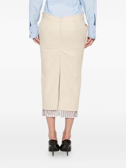 The Attico striped-hem midi skirt - Neutrals