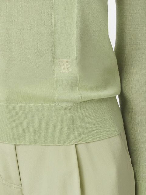 Burberry monogram-embroidered jumper - Green