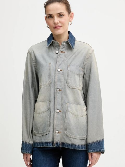 Calvin Klein Jeans kurtka jeansowa bawełniana kolor niebieski przejściowa LV047D753G - zdjęcie produktu nr 1