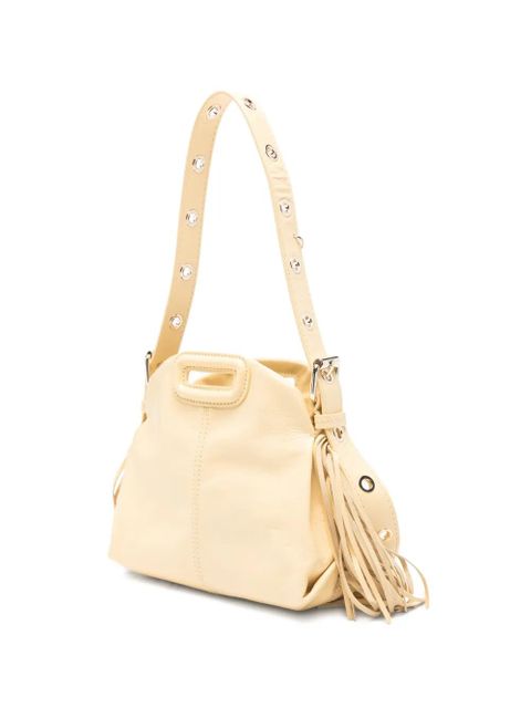 Maje mini Miss M fringed leather tote bag - Yellow