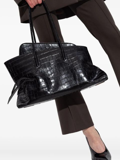The Attico crocodile-effect tote bag - Black