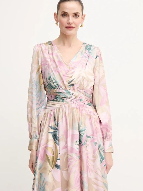 Guess sukienka HELENE kolor różowy maxi rozkloszowana W5PK1U WD8G2 - zdjęcie produktu nr 2