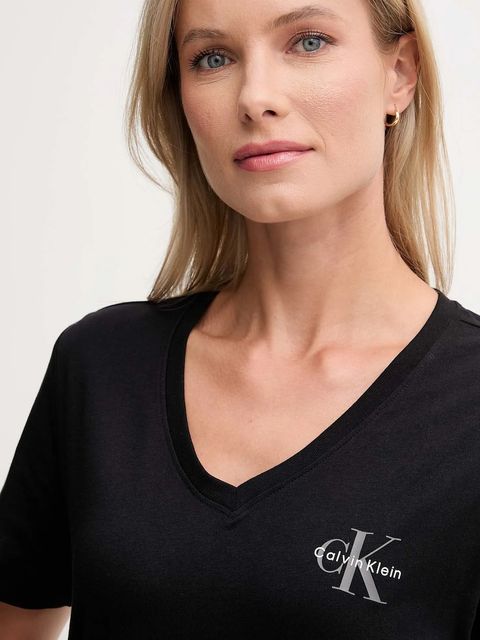 Calvin Klein Jeans t-shirt bawełniany 2-pack damski kolor czarny LV047C906G