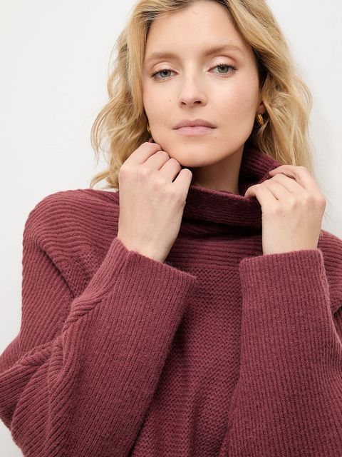 Answear.LAB sweter z kaszmirem damski kolor bordowy z golfem