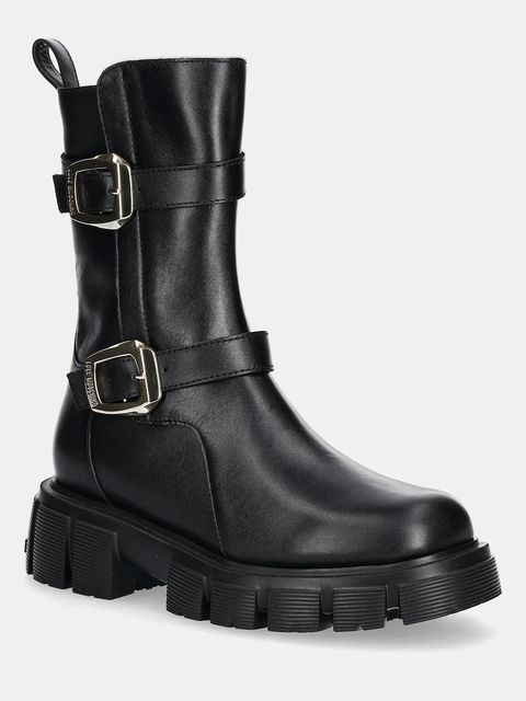 Love Moschino botki skórzane damskie kolor czarny na platformie JA24095G1NIA0000 - zdjęcie produktu nr 1