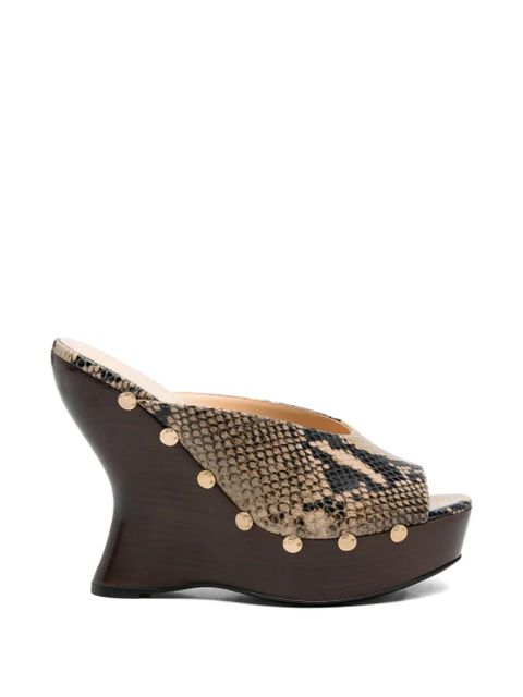 Magda Butrym snakeskin studded sandals - Neutrals - zdjęcie produktu nr 1