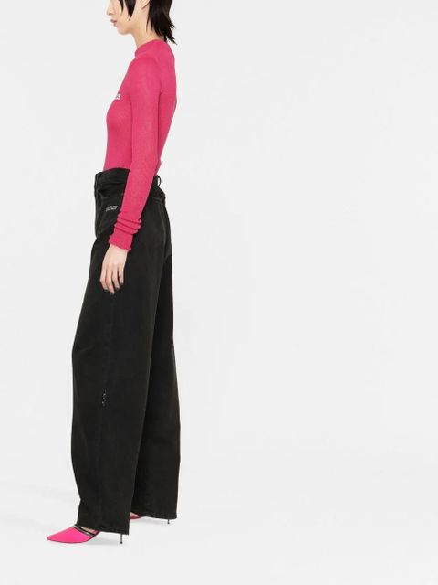 GCDS logo-print ribbed-knit jumper - Pink