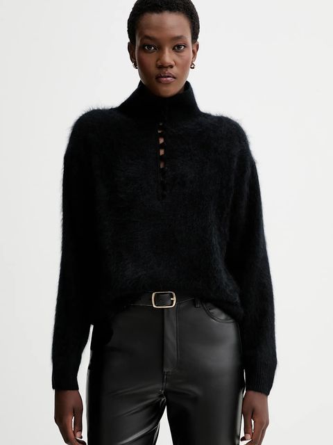 Rag & Bone sweter kaszmirowy damski kolor czarny z półgolfem RG6325F6MCA - zdjęcie produktu nr 1