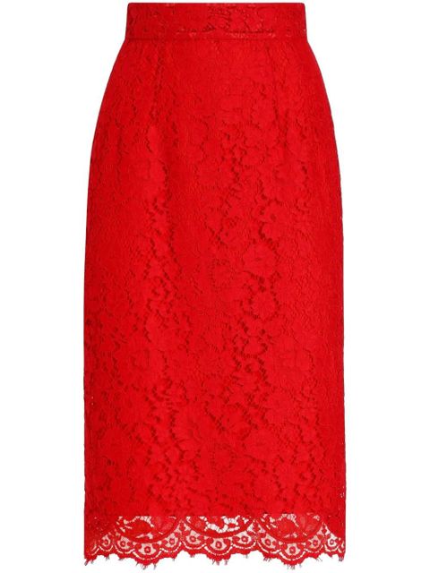 Dolce & Gabbana floral-lace midi skirt - Red - zdjęcie produktu nr 1