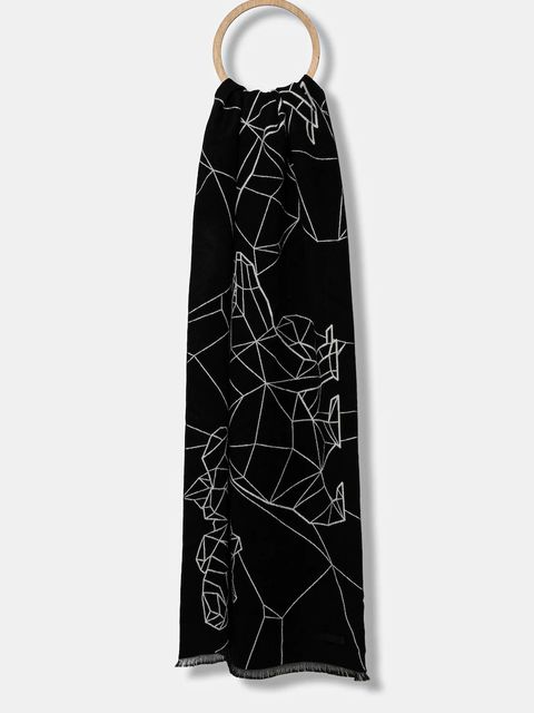 EA7 Emporio Armani szalik damski kolor czarny wzorzysty AF10450.7W000707