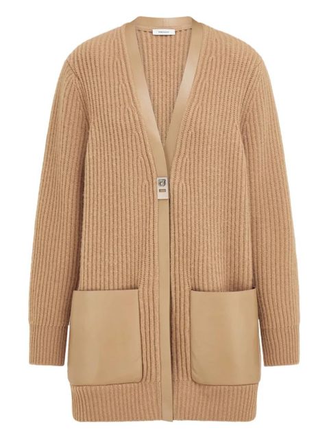 Ferragamo leather-trim buckle cardigan - Neutrals - zdjęcie produktu nr 1