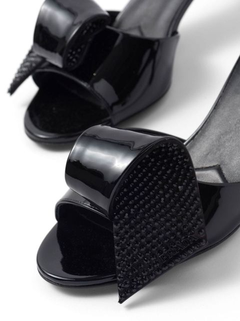 Prada bow-detail patent-leather sandals - Black