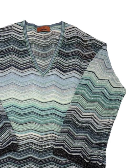 Missoni chevron-pattern V-neck T-shirt - Blue - zdjęcie produktu nr 2