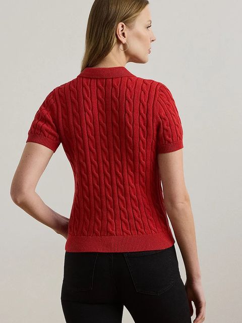 Lauren Ralph Lauren sweter bawełniany kolor czerwony 200932224 - zdjęcie produktu nr 2