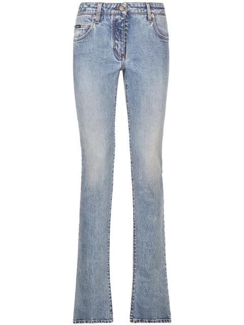 Dolce & Gabbana logo-patch low-rise bootcut jeans - Blue - zdjęcie produktu nr 1