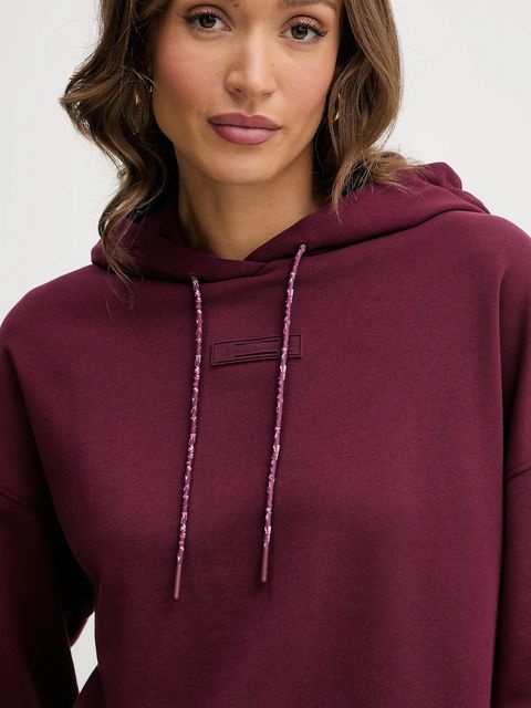 Armani Exchange bluza bawełniana damska kolor bordowy z kapturem gładka XW000748 AF16114