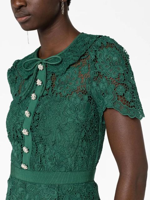 Self-Portrait lace midi dress - Green