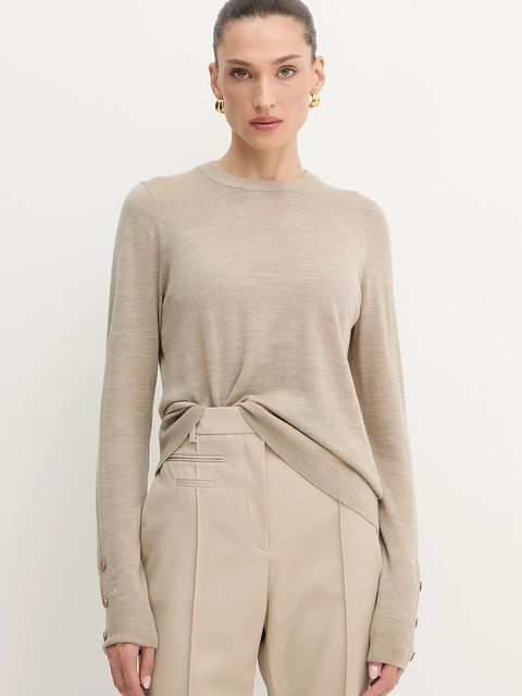 MICHAEL Michael Kors sweter wełniany damski kolor beżowy lekki MT5619D4VR - zdjęcie produktu nr 1