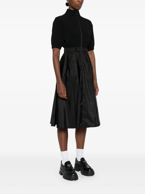 Moncler zip-up pleated midi dress - Black