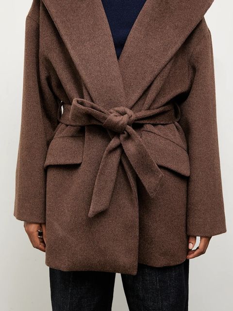 Answear.LAB płaszcz wełniany kolor brązowy